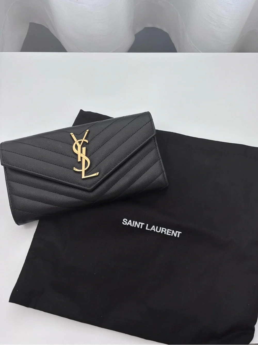Saint Laurent Monogram Matelassé Leather Flap Wallet